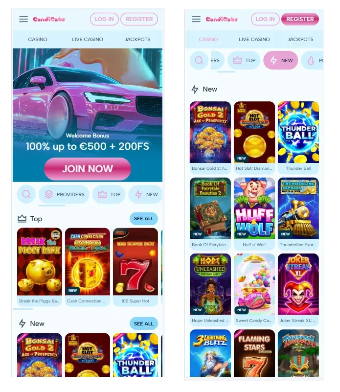 candicabz casino version mobile